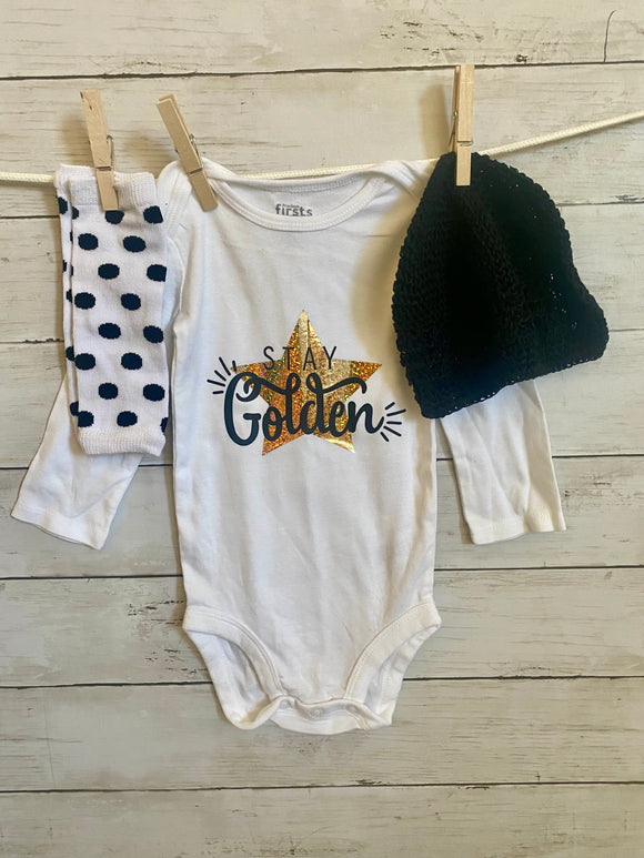 Baby Girl 'Stay Golden' Complete Onesie Outfit