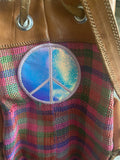 Vintage Boho Hippie Jute Leather Sun Moon & Stars Backpack w/Louis Vuitton Canvas