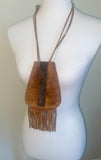 Vintage Boho Handmade Suede Crossbody Cell Phone/ID Purse Pouch w/Louis Vuitton Canvas