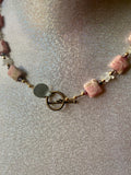 Stunning Genuine Natural Rhodonite and Art Glass Necklace