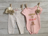 Baby Girl Designer Inspired Pink Sparkle Outfit